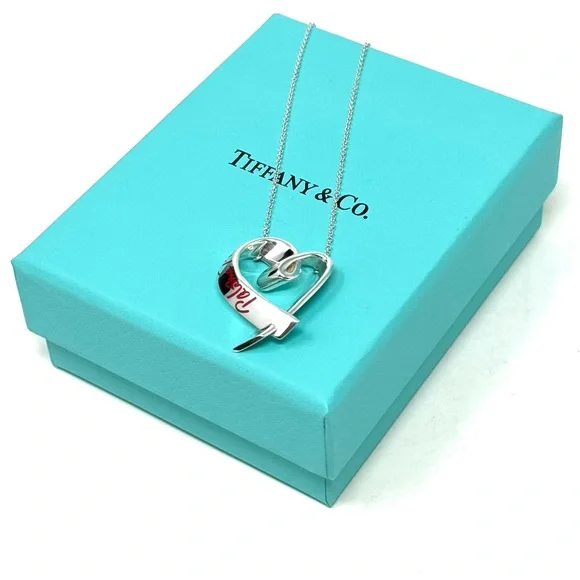 Authentic Tiffany &CO. Paloma Picasso Enamel Red Loving Heart Necklace. - Picture 15 of 16